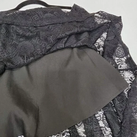 MllesReve Cocktail Party Dress Women Size XL Black Vintage Floral Lace Hi Low - Picture 7 of 11